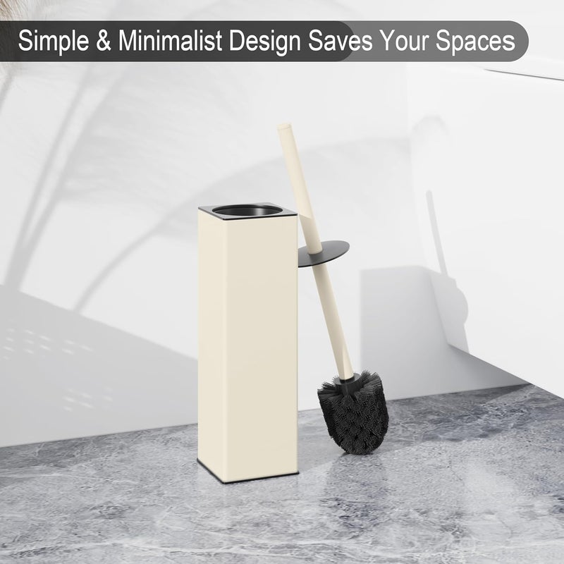 BVL Toilet Brush and Holder Set White Freestanding for Bathroom - Image 2
